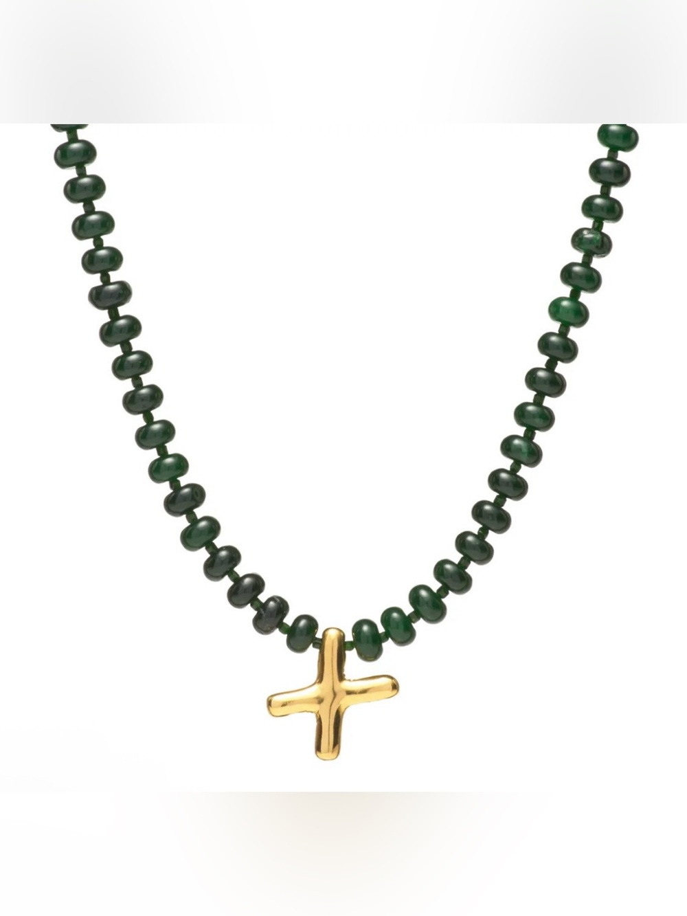 NEW✨ Mayamar Genuine Jade Stone Beaded Initial Necklace 24k Gold Dipped Letter X
